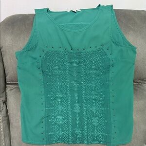 American Eagle Outfitters Green Patterned Tank Top